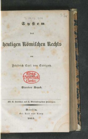 Bd. 4: System des heutigen Römischen Rechts