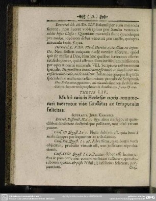 Thesis LIV. Multo minus Ecclesiae notis annumerari merentur vitae sanctitas ac temporalis felicitas