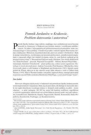 74: Pomnik Jordanów w Krakowie : Problem datowania i autorstwa*