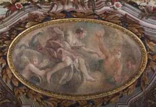 Apoll als Sonnengott zwischen Allegorien der vier Elemente — Allegorie der Luft & Juno und Jupiter
