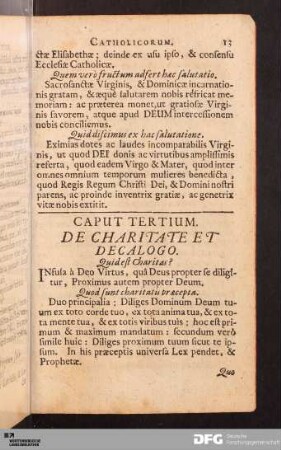 Caput Tertium. De Charitate Et Decalogo.