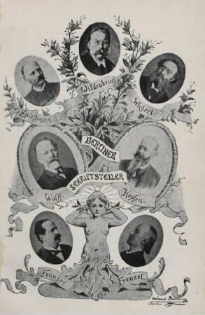 Tafel: Berliner Schriftsteller. Spielhagen, Wildenbruch, Wichert, Wolff, Hopfen, Franzos, Frenzel