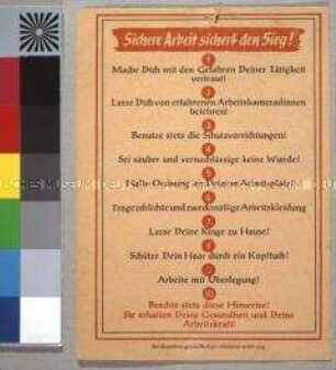 Postkarte mit Hinweisen zum Arbeitsschutz für Frauen