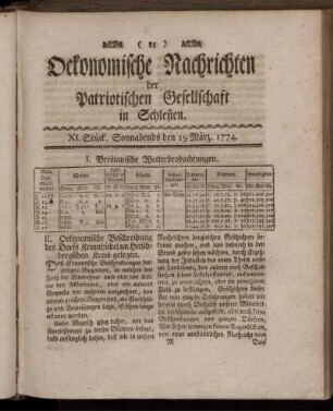 XI.. Stück. Sonnabends den 19 März. 1774.