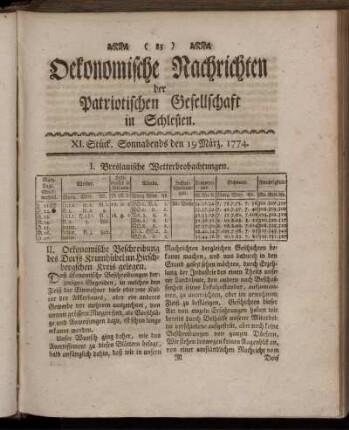 XI.. Stück. Sonnabends den 19 März. 1774.