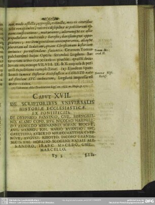 Caput XVII. De Scriptoribus Universalis Historiae Ecclesiasticae Ex Pontificiis