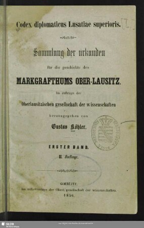 1: Codex diplomaticus Lusatiae superioris