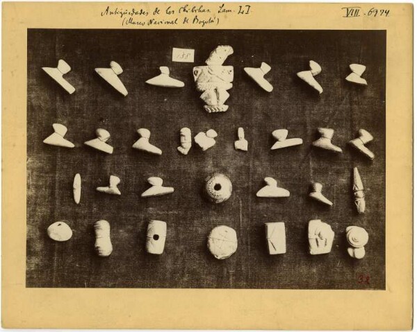 Clay objects, Antigüedades de los Chibchas Lam. L I (Museo Nacional Bogotá)