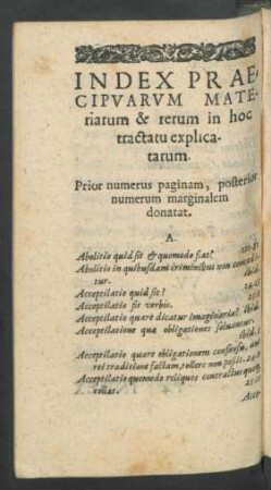 Index Praecipuarum Materiarum & rerum ...