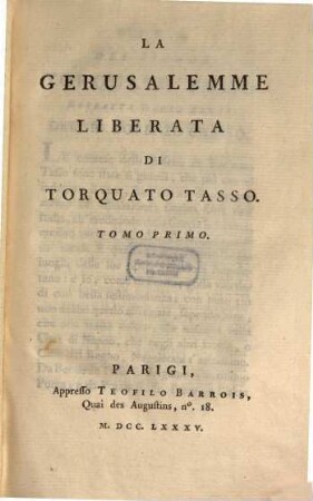 La Gerusaleme liberata, T. 1