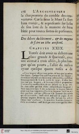 Chap. 29. : Des dehors du bâtiment, & des moyens de faire un Echo artificiel