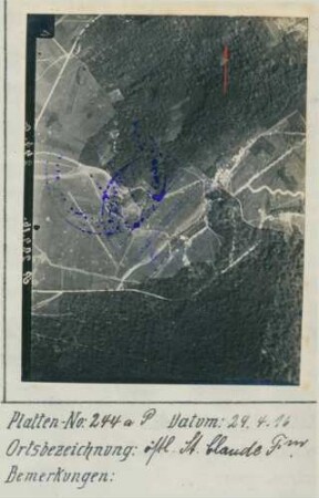 Foto der Stellungen östlich der Saint-Claude-Ferme östlich Mareuil-La-Motte (Luftbild)