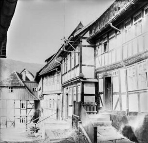 Fachwerkhäuser : Blick auf die Fachwerkarchitektur der Häuser in Stollberg