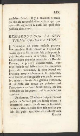 Remarque Sur La Septieme Observation