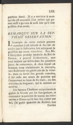 Remarque Sur La Septieme Observation
