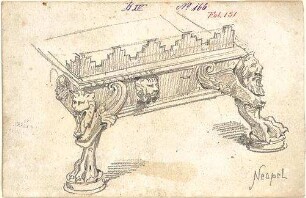 Walther, Conradin; u. a. Deutschland; Italien; Sammlung Conradin Walther: Band IV, Nr. 143 - 188 (fol. 125 - 168) - Tisch (Perspektive)