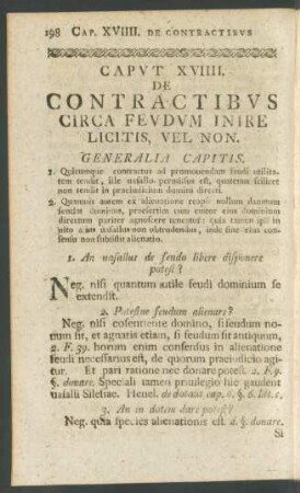 Caput XVIIII. De Contractibus Circa Feudum Inire Licitis, Vel Non