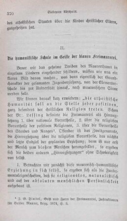 II. Die humanistische Schule im Geiste der blauen Freimaurerei.