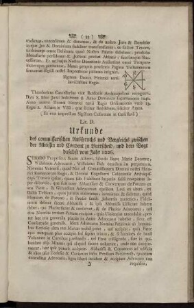 Urkunde des commissarischen Ausspruchs und Vergleichs zwischen der Abtissin und Convent zu Burtscheid, und dem Vogt daselbst vom Jahr 1226