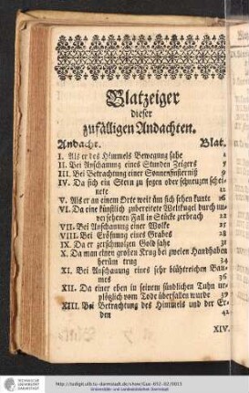 Blatzeiger dieser zufälligen Andachten