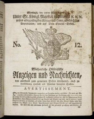 No. 12. Montags, den 21ten Martii 1763.