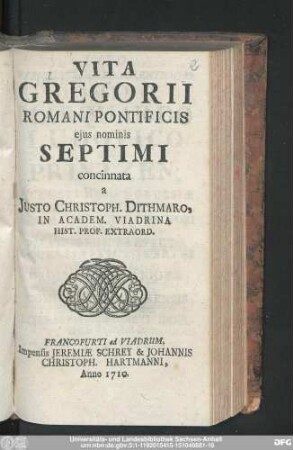 Vita Gregorii Romani Pontificis ejus nominis Septimi