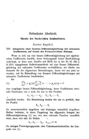 Siebzehnter Abschnitt. Theorie der Fuchs´schen Zetafunctionen.
