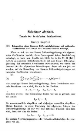 Siebzehnter Abschnitt. Theorie der Fuchs´schen Zetafunctionen.