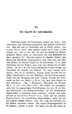 VI. Der Begriff der Individualität.