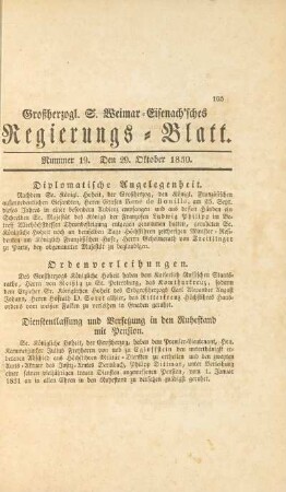 1830, 19: Nummer