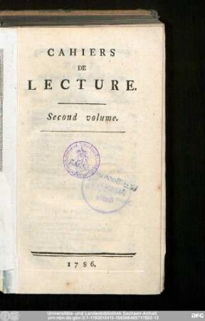 2.1786: Cahiers de lecture