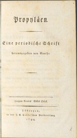 Titelseite (Zweyter Band. Erstes Stück)