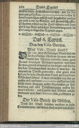 Das 6. Capitel. Von den Visit-Briefen