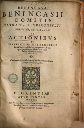 Ad titulum de actionibus in institutionibus ... interpretatio