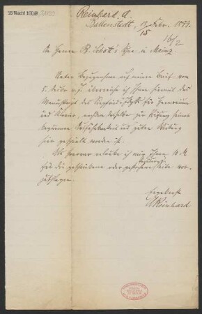 Brief an B. Schott's Söhne : 13.02.1899