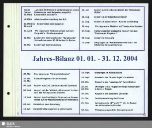 Jahres-Bilanz 01.01. - 31.12.2004