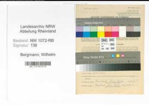 Entnazifizierung Wilhelm Bergmann , geb. 21.02.1896 (Schmied)