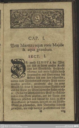 Cap. I. Vom Maretz, aqua roris Majalis & aqua grandinis