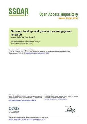 Grow up, level up, and game on: evolving games research