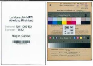 Entnazifizierung Gertrud Rieger, geb. 15.02.1912 (Lehrerin)