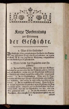 Kurze Vorbereitung zur Erlernung der Geschichte.
