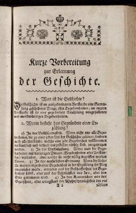 Kurze Vorbereitung zur Erlernung der Geschichte.