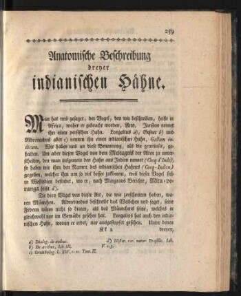 Anatomische Beschreibung dreyer indianischer Hähne