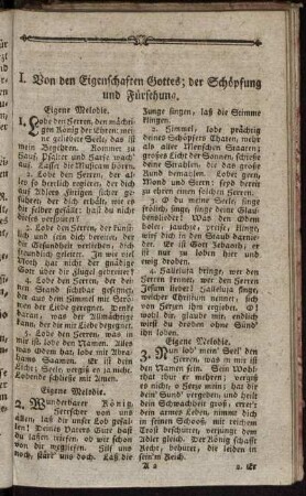 I. Von den Eigenschaften Gottes; der Schöpfung und Fürsehung. - V. Christliche Sittenlehre.