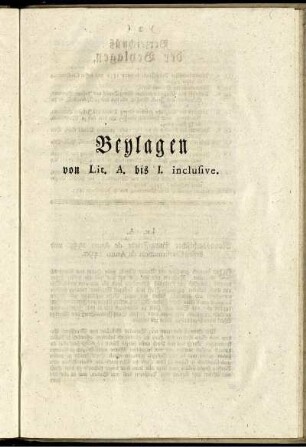 Beylagen von Lit. A. bis I. inclusive.