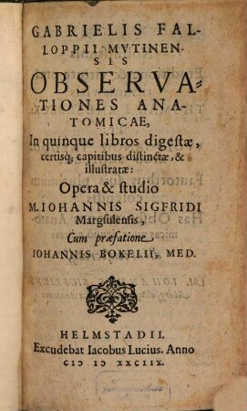 Observationes anatomicae : in quinque libros digestae