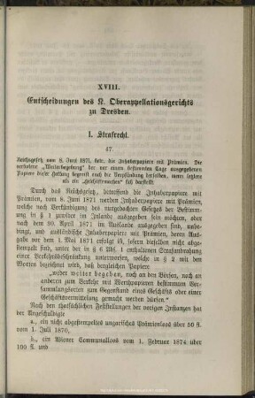 XVIII. Entscheidungen des K. Oberappellationsgerichts zu Dresden
