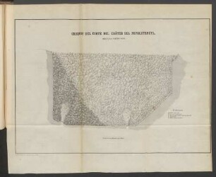 Croquis del corte del cráter del Popocatepetel, segun la Norte-Sur.