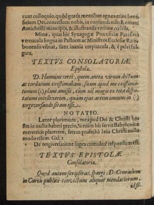 Textus Epistolae Consolatoriae.
