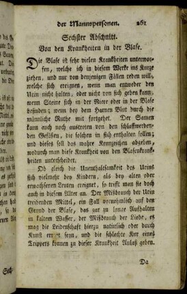 Sechster Abschnitt. Von den Krankheiten in der Blase.
